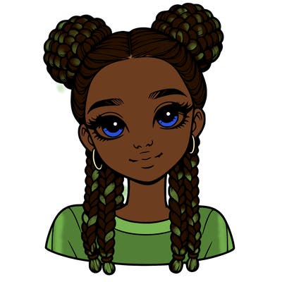 realistic girl with bubble braids