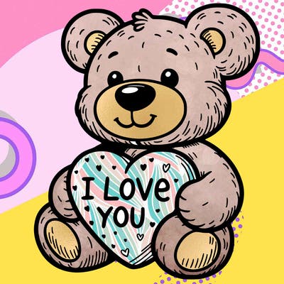 teddy bear holding an i love you heart