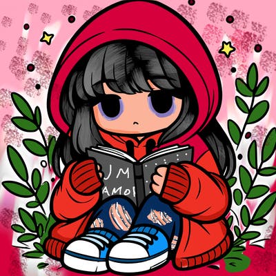 girl in oversized hoodie reading a book