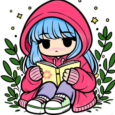 girl in oversized hoodie reading a book