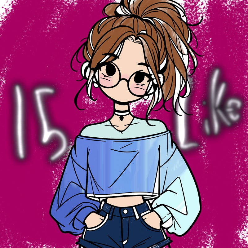 girl with a messy ponytail glasses a baggy crop top and jean shorts