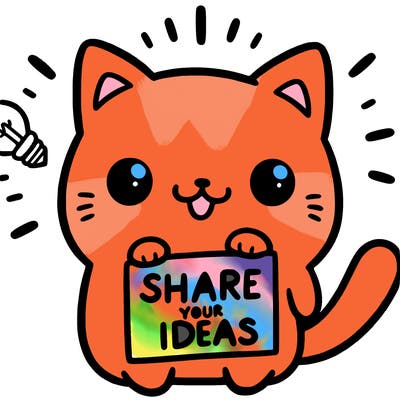 a cute cat saying share your ideas