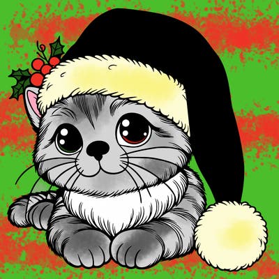 christmas realistic cat