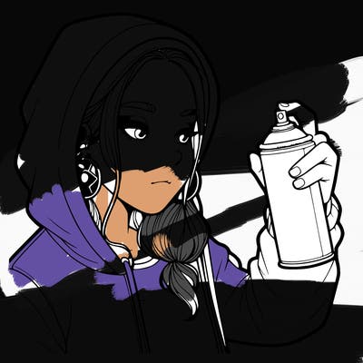 a realistic girl, spray painting