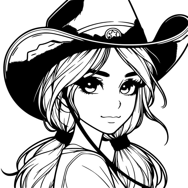 realistic girl with cowboy hat