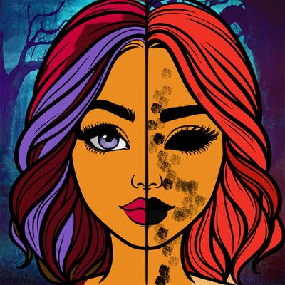 realistic girl split half