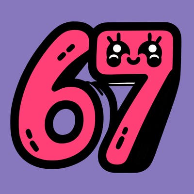 the numbers 67
