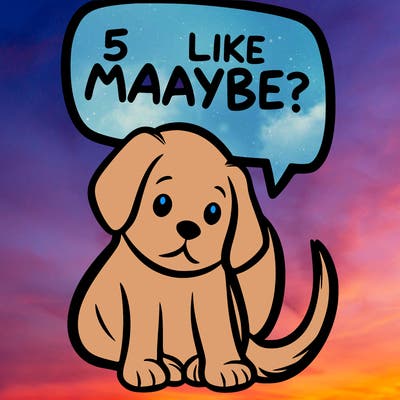 a puppy that says 5 like maybe