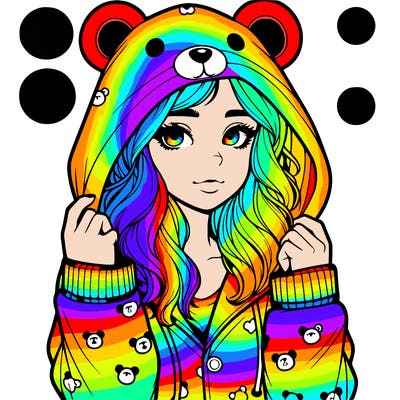 realistic girl in a animal pjs hoodie