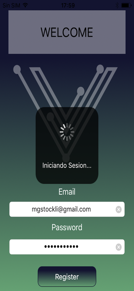 Valkyria Trainer 6.0 - Página de inicio de sesión de la aplicación Valkyria Trainer 6.0 que muestra los campos de correo electrónico y contraseña