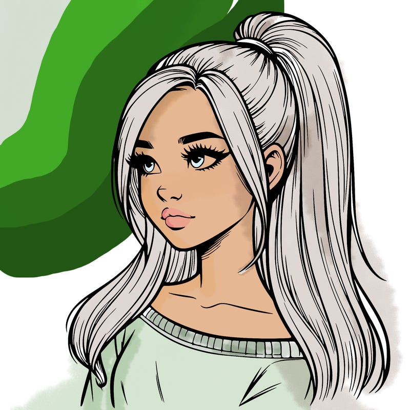 realistic girl with a high ponytail