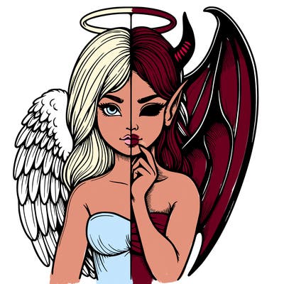 realistic angel half demon