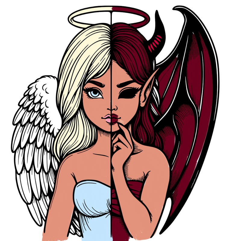 realistic angel half demon