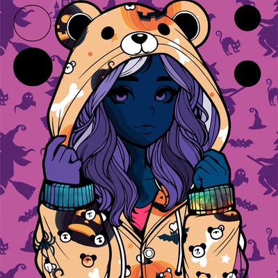 realistic girl in a animal pjs hoodie