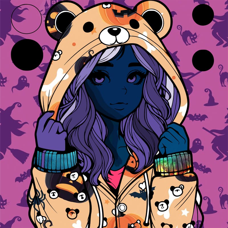 realistic girl in a animal pjs hoodie