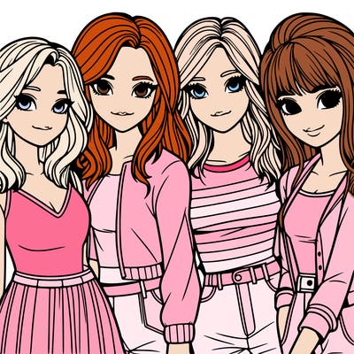 a group of girls realistic