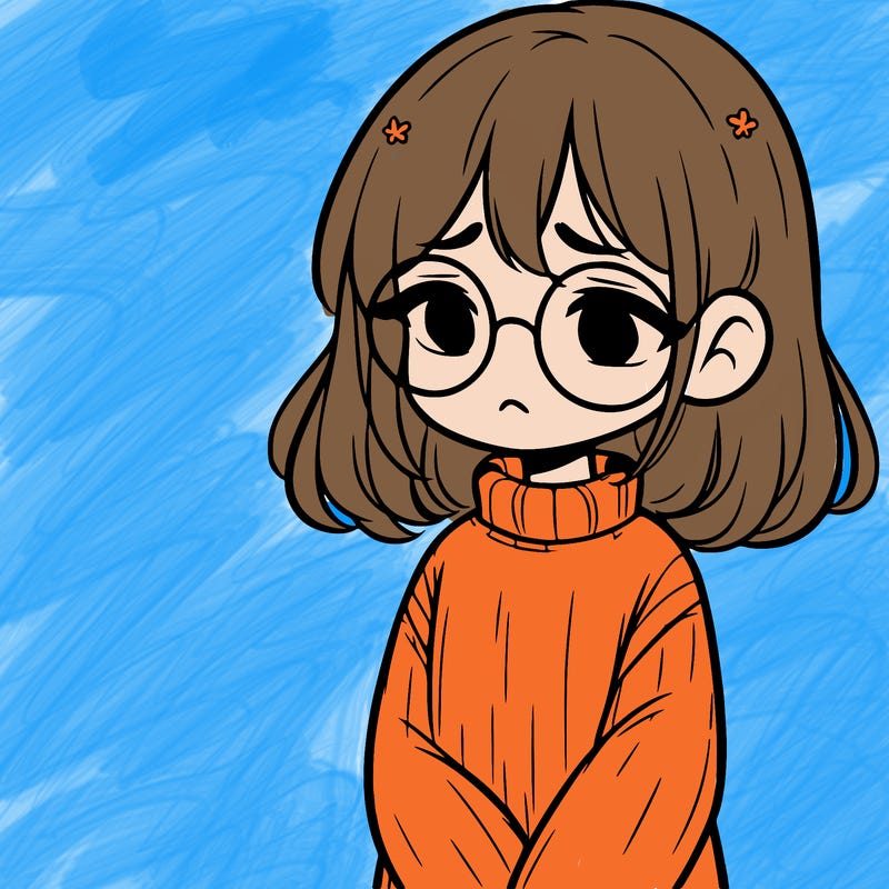 sad girl with glasses in a sweater
