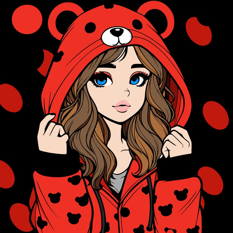 realistic girl in a animal pjs hoodie