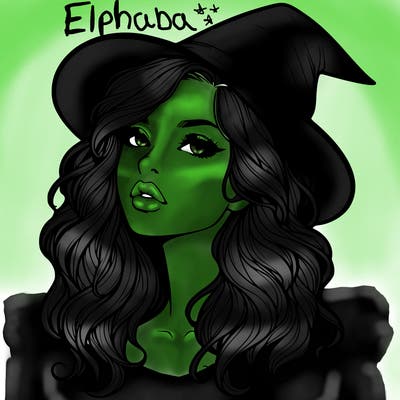 realistic witch girl with wavy hair and lips