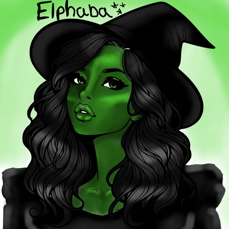 realistic witch girl with wavy hair and lips