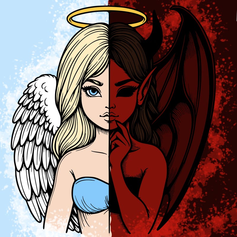 realistic angel half demon