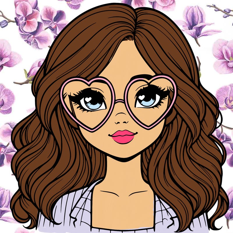 realistic girl wearing heart shaped glasses