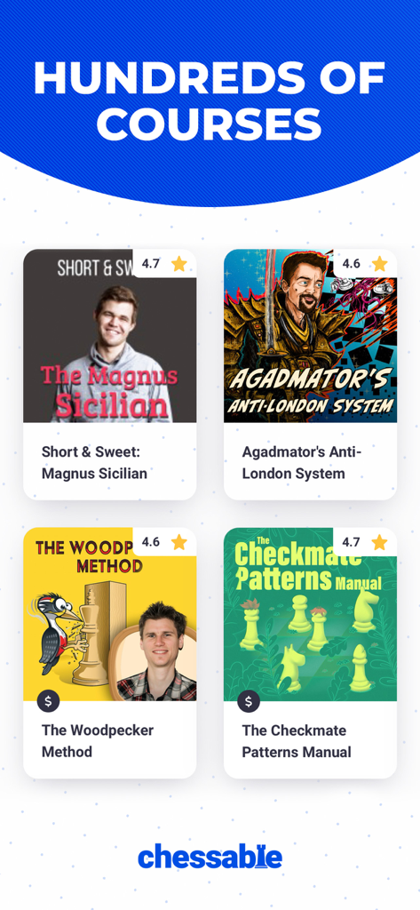Chessable: Study Chess Smarter - Una biblioteca de cursos de ajedrez en la aplicación Chessable con grandes maestros como Magnus Carlsen