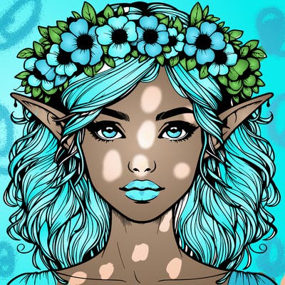 realistic female elf with flower crown