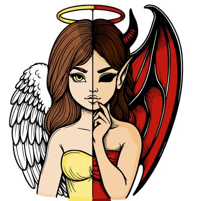 realistic angel half demon