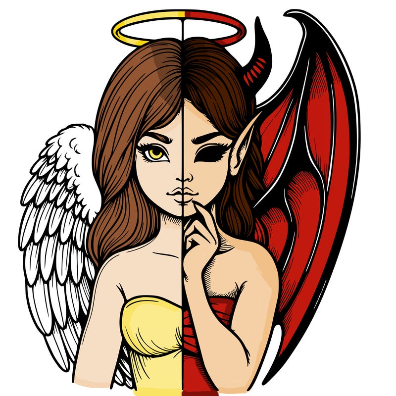 realistic angel half demon