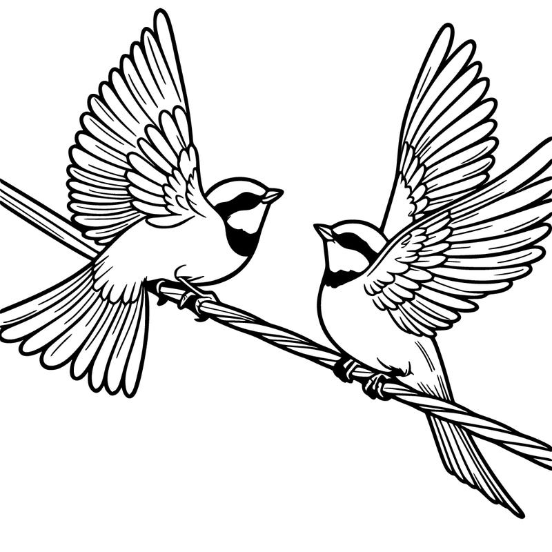 two birds on a wire one flys away realistic