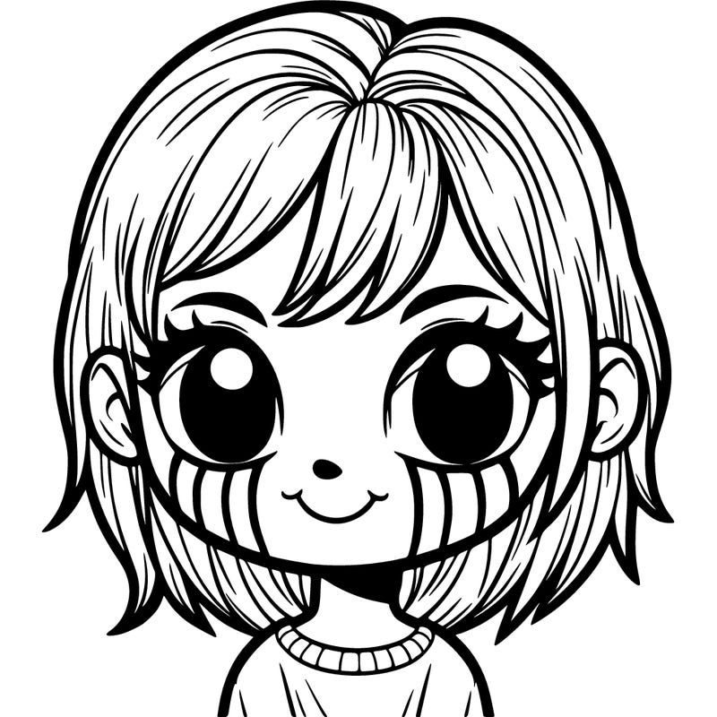 a girl with a creeper face