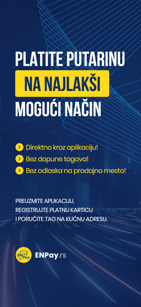 ENPay - ENPay Mobile App-Oberfläche für elektronische Autobahngebührenzahlung in Serbien