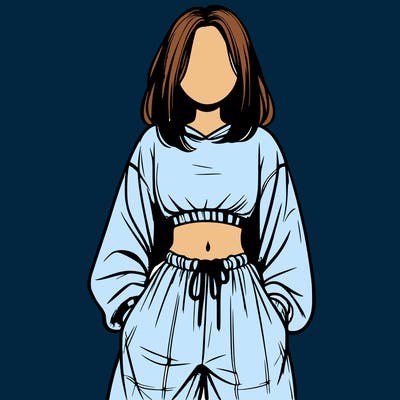 realistic girl faceless with baggy pants and a crop top