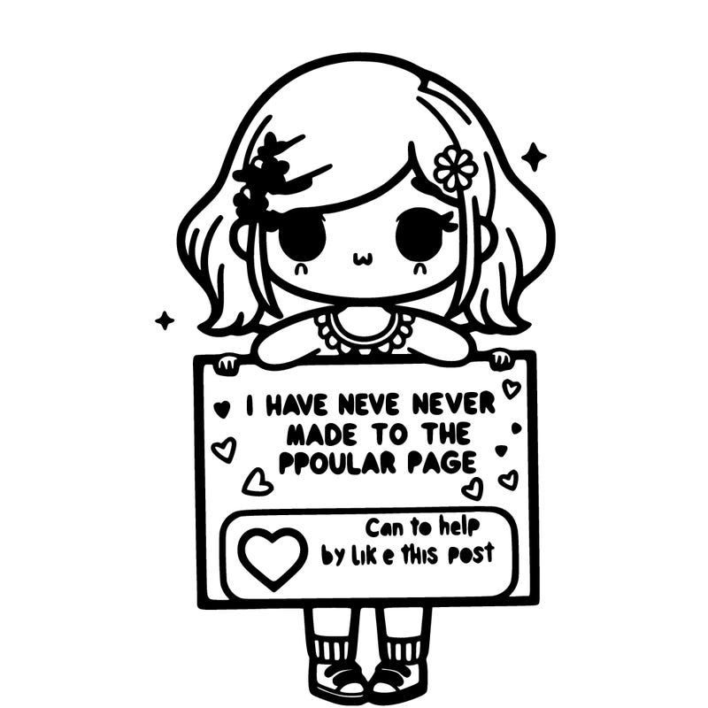 girl holding up a sign that says i have never made it to the popular page can you help by liking this post? with a heart