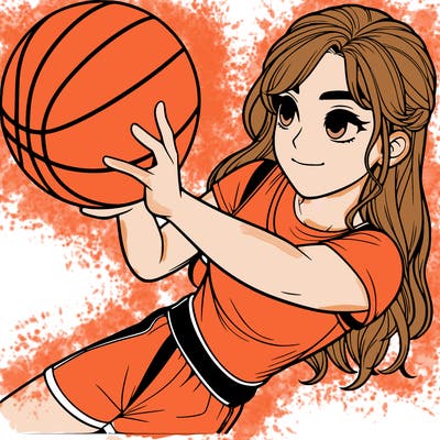 realistic girl playing basketball