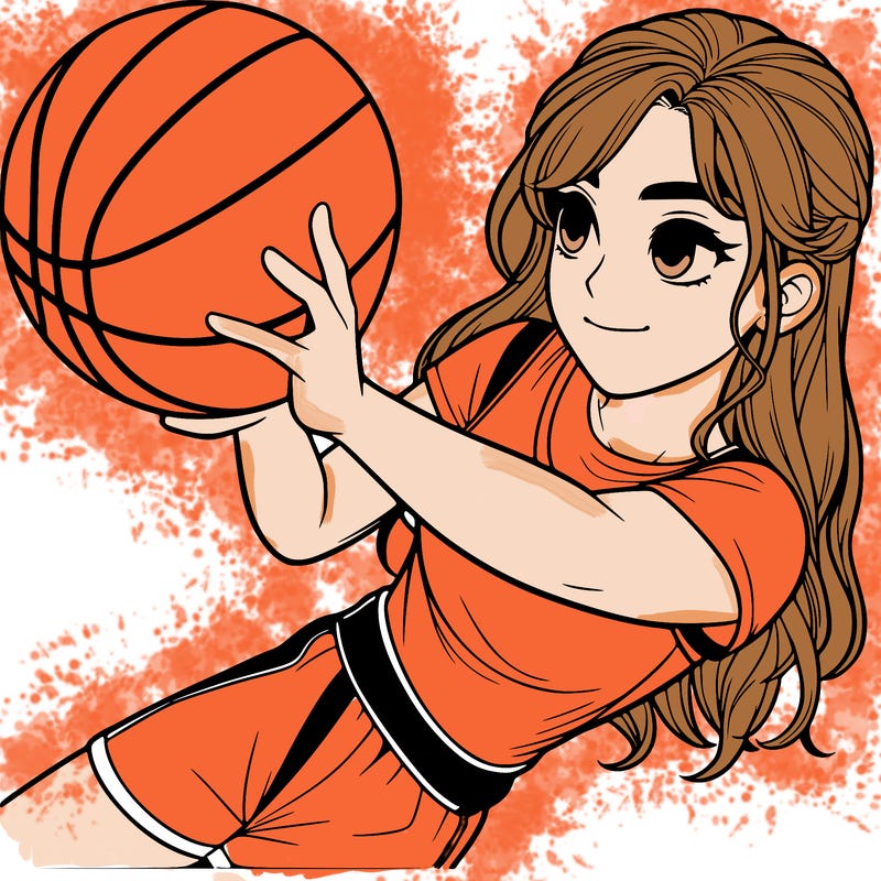 realistic girl playing basketball