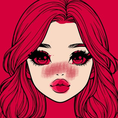 realistic girl with cute hair and lips