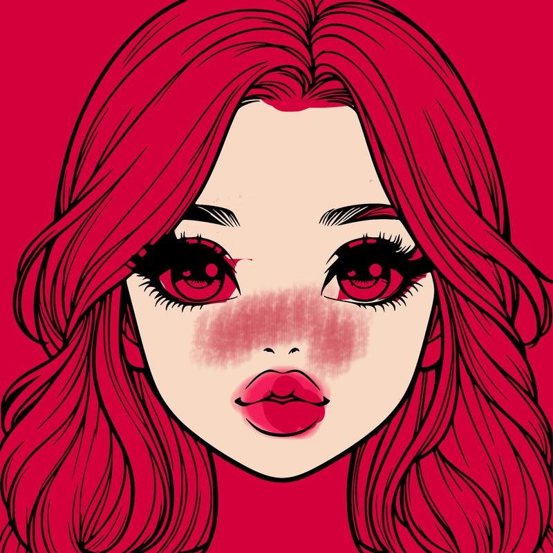 realistic girl with cute hair and lips