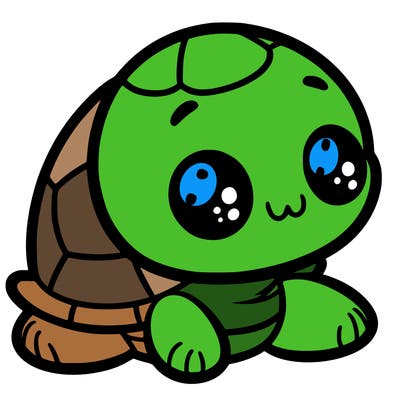 cute little animated turtle