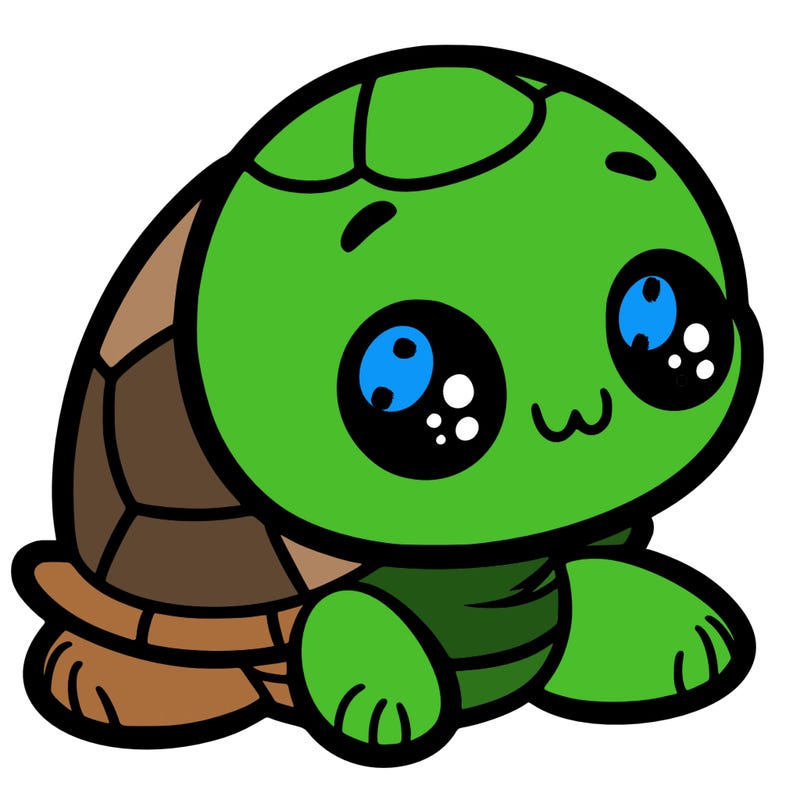 cute little animated turtle
