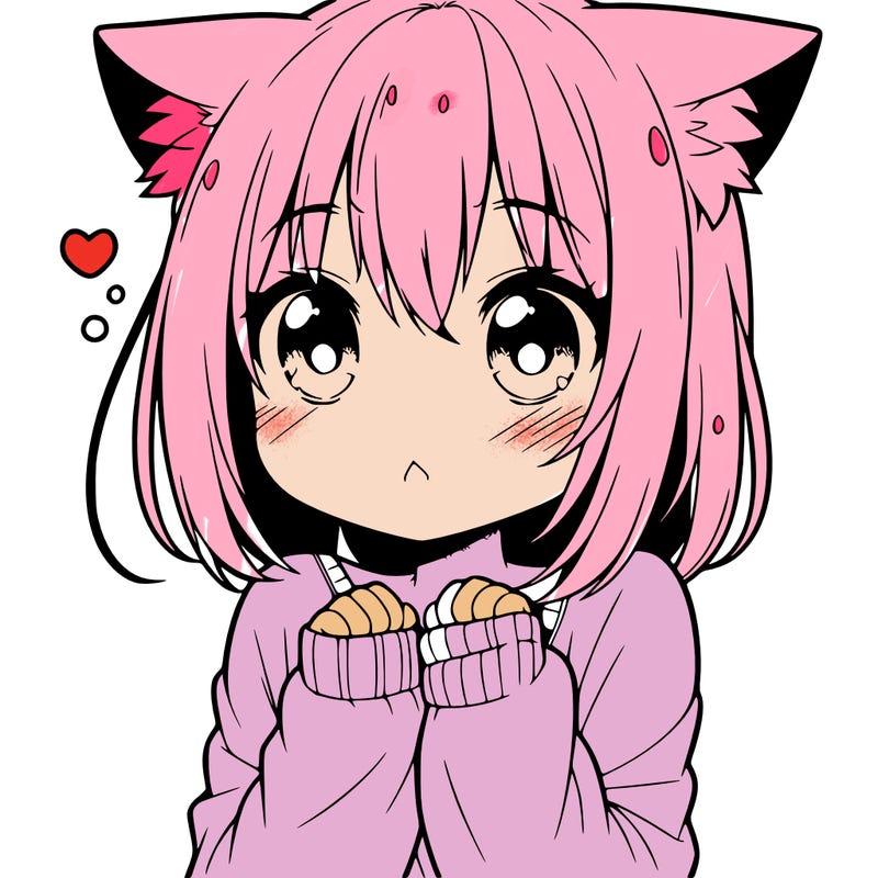 shy anime catgirl