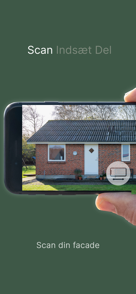 Escaneando una fachada de casa de ladrillos con la aplicación RA de Rationel