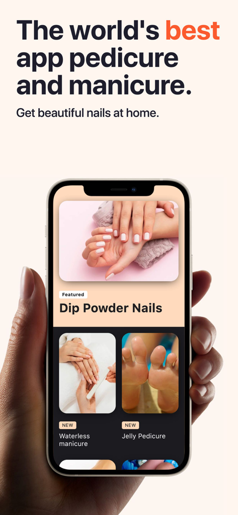Nail Art Salon-Stylish Designs - Mobile app interface for nail art designs featuring tutorials for dip powder nails and pedicures