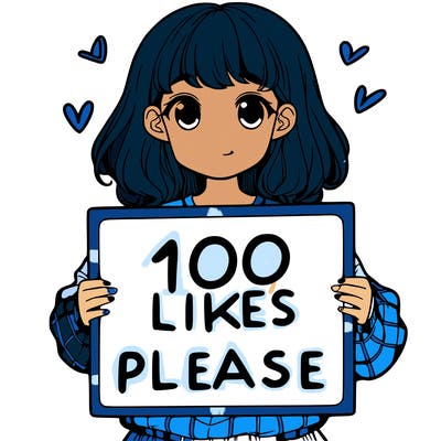 a girl holding a sign saying 100 likes please