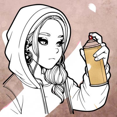 a realistic girl, spray painting