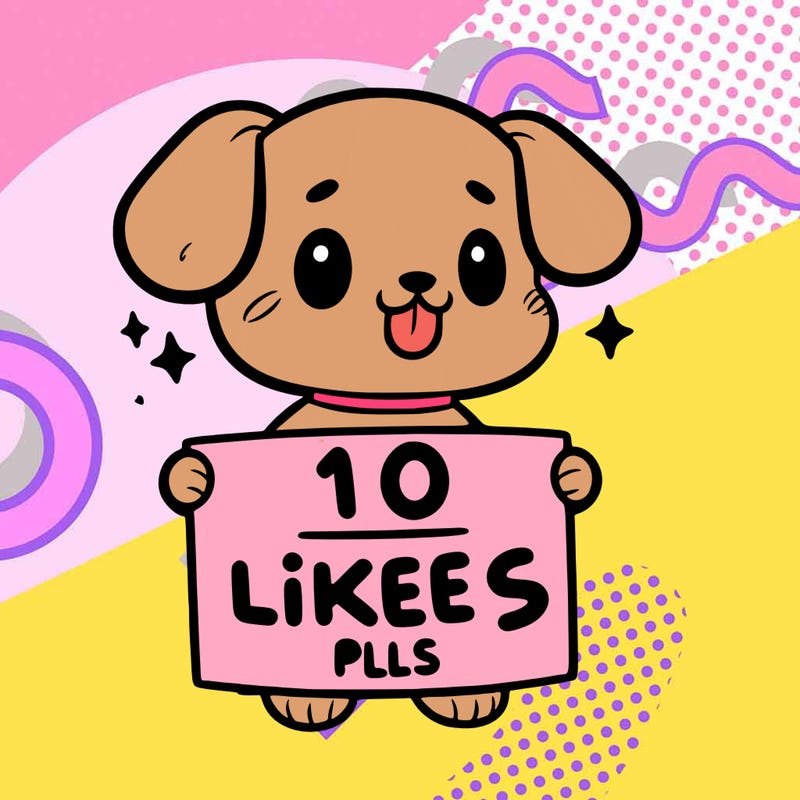 cute dog holding a sign saying 10 likes pls