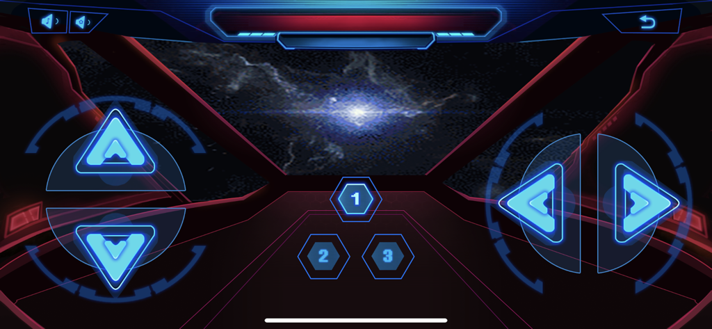 Dream Car - Manual remote control interface for the Dream Car app featuring blue directional arrows and a futuristic cockpit design.
