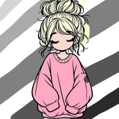 girl with baggy sweatshirt and messy bun