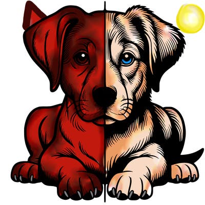 realistic dog split picture